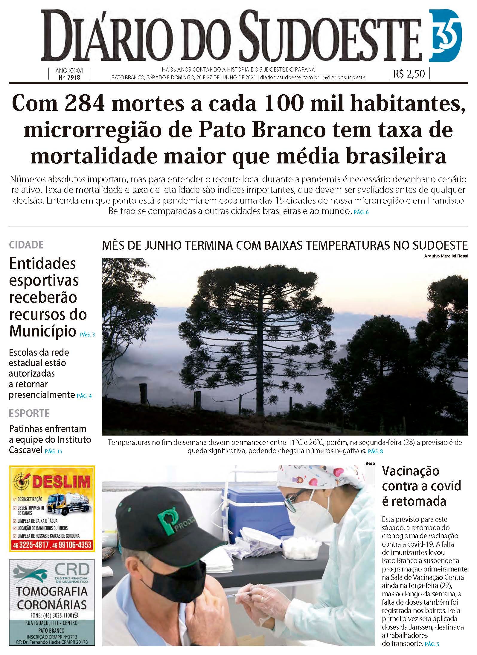 Diário do Sudoeste, 26 e 27 de junho de 2021, edição 7918
